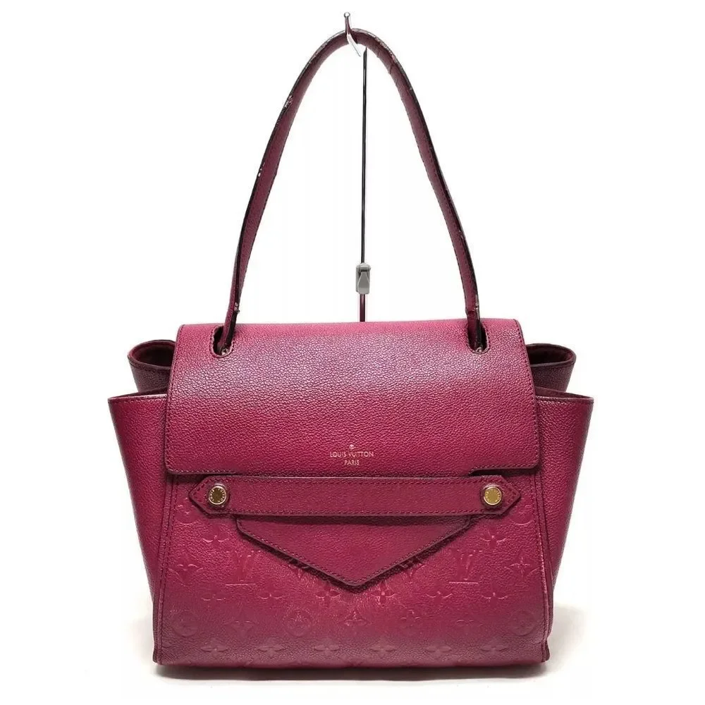 Auth Louis Vuitton Burgundy Monogram Empreinte Leather Trocadero Shoulder Bag NM